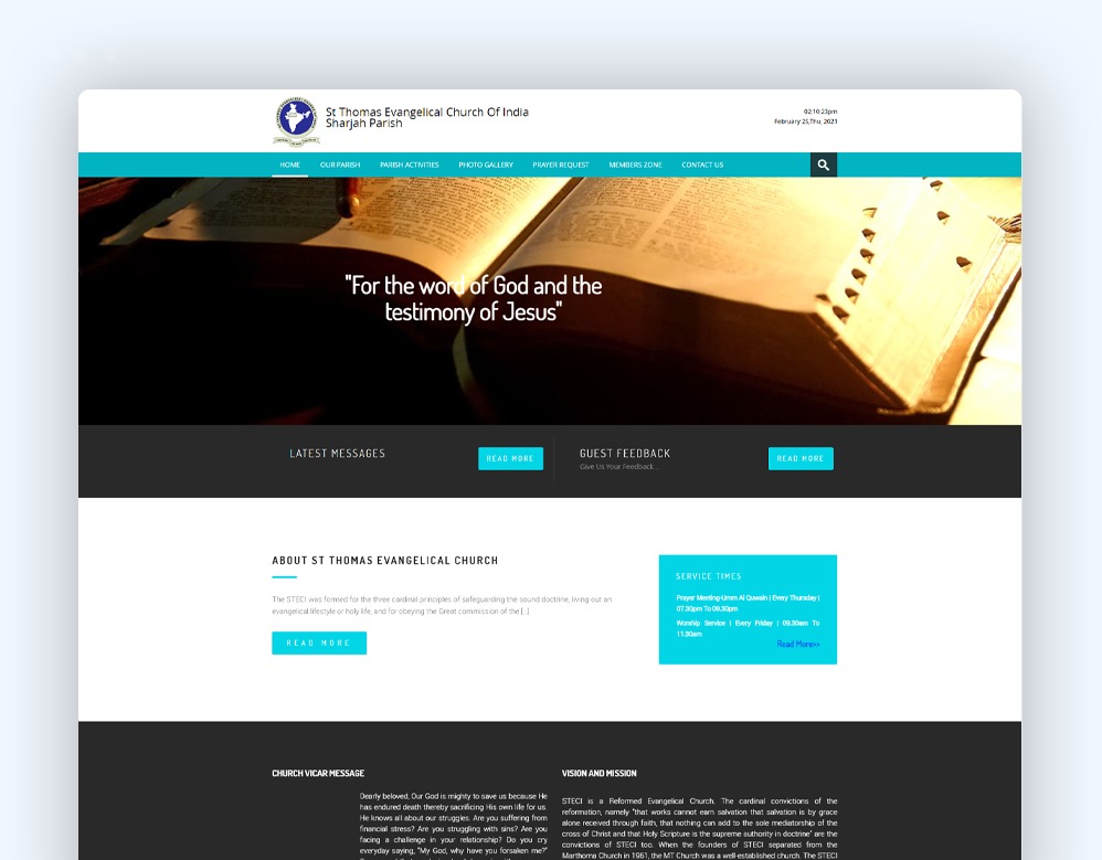 web designing Client St Thomas Evangelical Church Of India Sharjah Parish