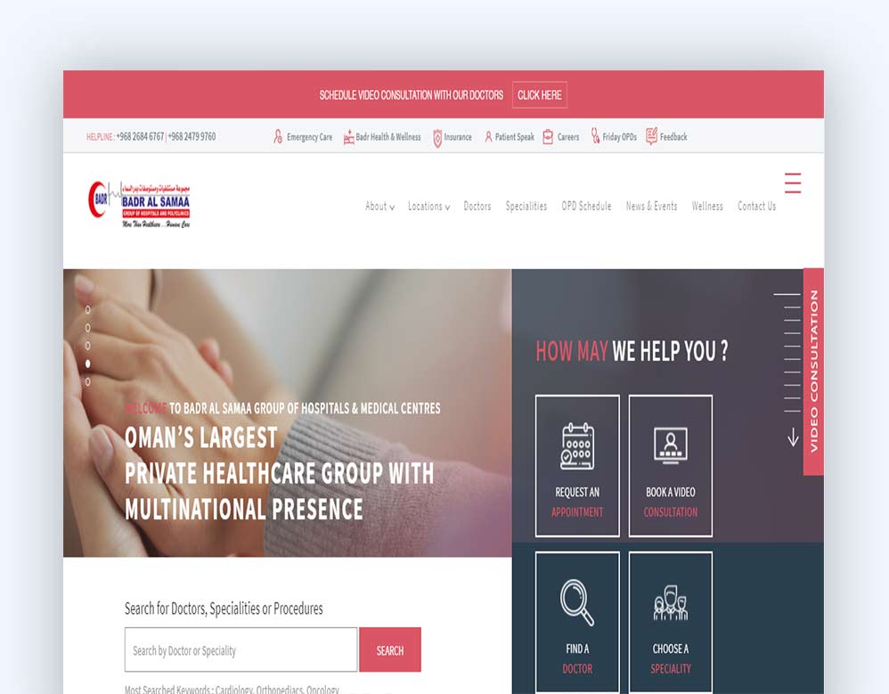 web designing Client Badar al samaa Hospital
